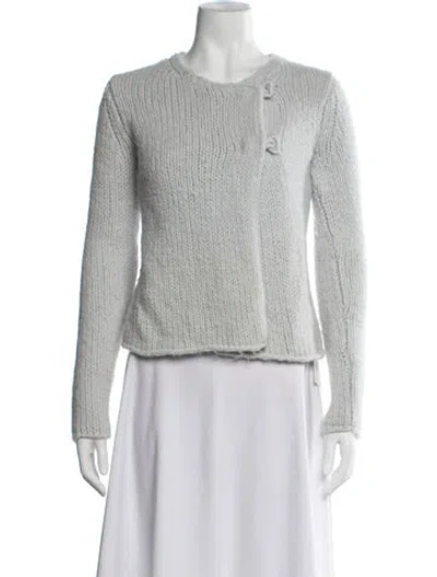 Pre-owned Theory Wool Open Front Sweater In Blue