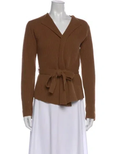 Pre-owned Theory Wool Open Front Sweater In Brown