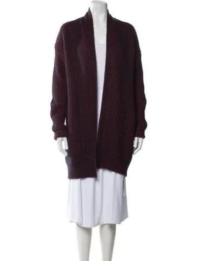 Pre-owned Theory Wool Open Front Sweater In Burgundy