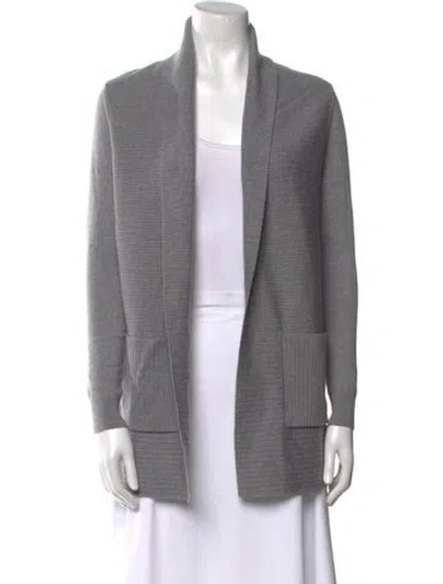 Pre-owned Theory Wool Open Front Sweater In Gray