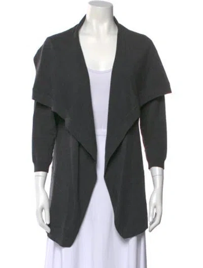 Pre-owned Theory Wool Open Front Sweater In Gray