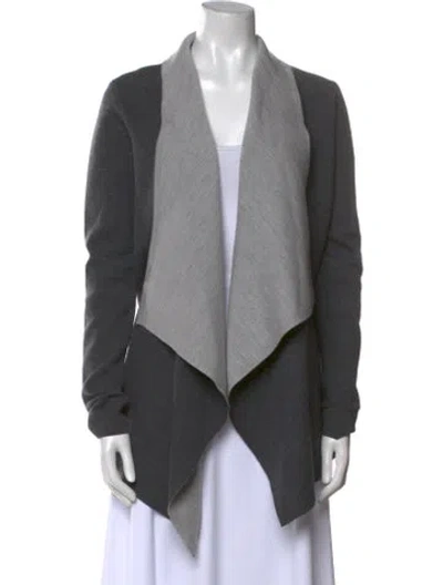 Pre-owned Theory Wool Open Front Sweater In Gray
