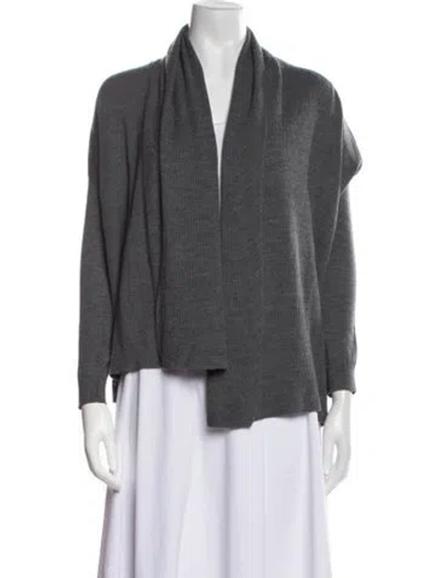 Pre-owned Theory Wool Open Front Sweater In Gray