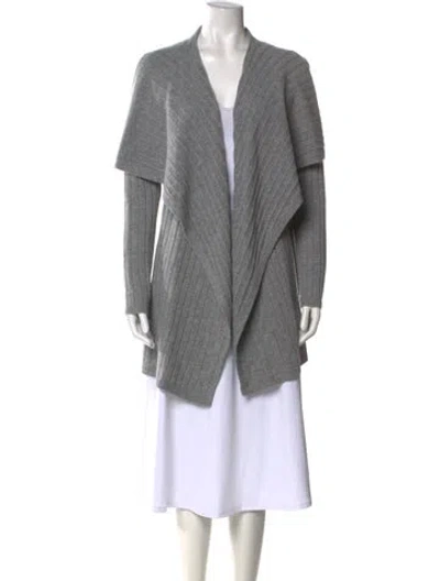 Pre-owned Theory Wool Open Front Sweater In Gray