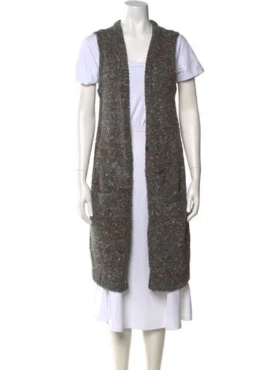 Pre-owned Theory Wool Open Front Sweater In Gray