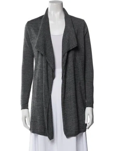 Pre-owned Theory Wool Open Front Sweater In Gray