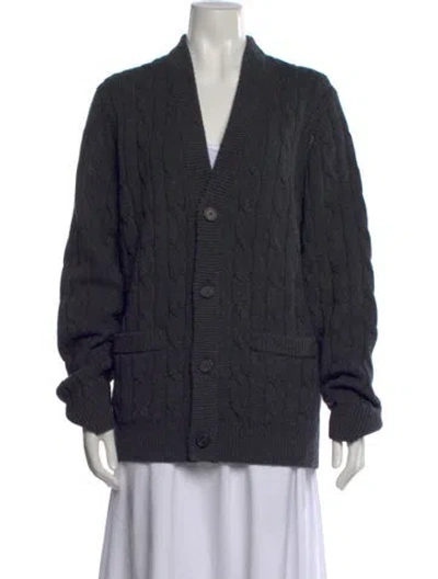 Pre-owned Theory Wool Open Front Sweater In Gray