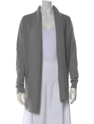 Pre-owned Theory Wool Open Front Sweater In Gray