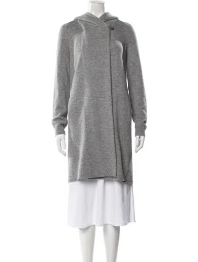 Pre-owned Theory Wool Open Front Sweater In Gray