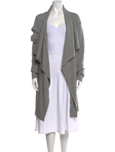 Pre-owned Theory Wool Open Front Sweater In Gray