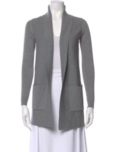 Pre-owned Theory Wool Open Front Sweater In Gray