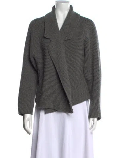 Pre-owned Theory Wool Open Front Sweater In Grey