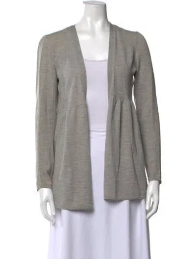 Pre-owned Theory Wool Open Front Sweater In Grey