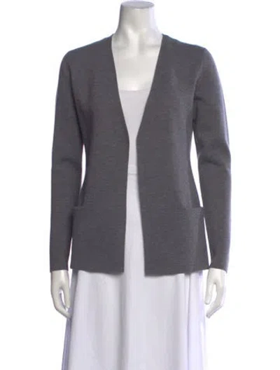 Pre-owned Theory Wool Open Front Sweater In Grey