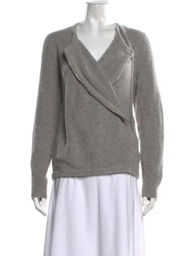 Pre-owned Theory Wool Open Front Sweater In Grey