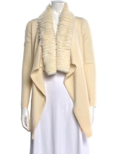 Pre-owned Theory Wool Open Front Sweater In Neutral