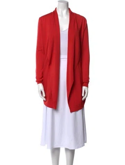 Pre-owned Theory Wool Open Front Sweater In Red