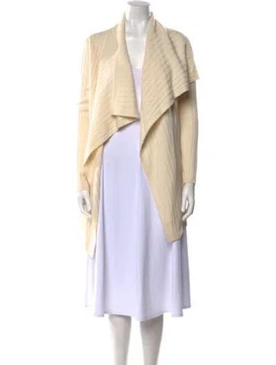 Pre-owned Theory Wool Open Front Sweater In White