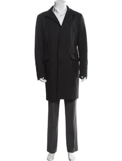 Pre-owned Theory Wool Overcoat In Black
