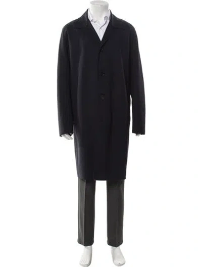 Pre-owned Theory Wool Overcoat In Blue