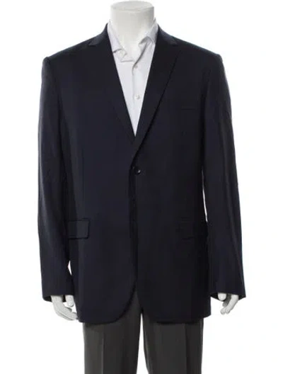 Pre-owned Theory Wool Overcoat In Blue