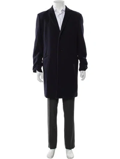 Pre-owned Theory Wool Overcoat In Blue