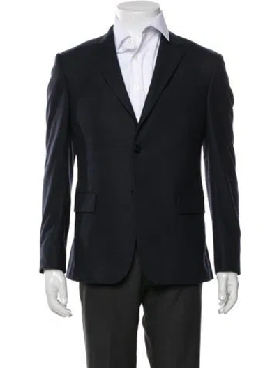 Pre-owned Theory Wool Overcoat In Blue