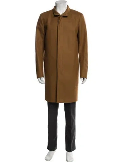 Pre-owned Theory Wool Overcoat In Brown