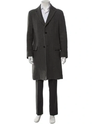 Pre-owned Theory Wool Overcoat In Gray