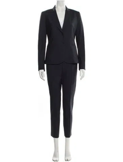 Pre-owned Theory Wool Pant Set In Blue