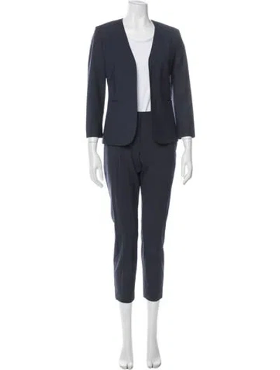 Pre-owned Theory Wool Pant Set In Blue