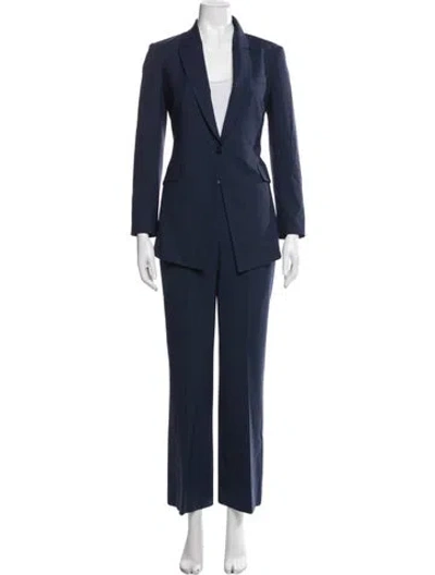 Pre-owned Theory Wool Pant Set In Blue