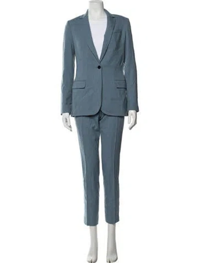 Pre-owned Theory Wool Pant Set In Blue