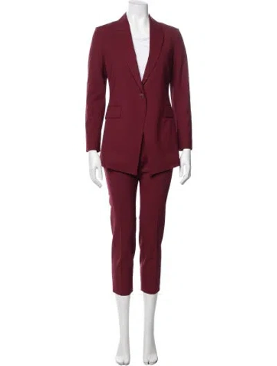 Pre-owned Theory Wool Pant Set In Burgundy