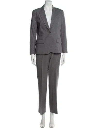 Pre-owned Theory Wool Pant Set In Gray