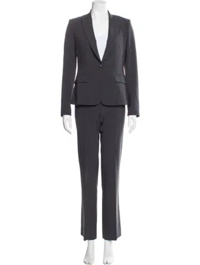 Pre-owned Theory Wool Pant Set In Gray