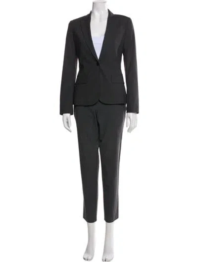 Pre-owned Theory Wool Pant Set In Gray