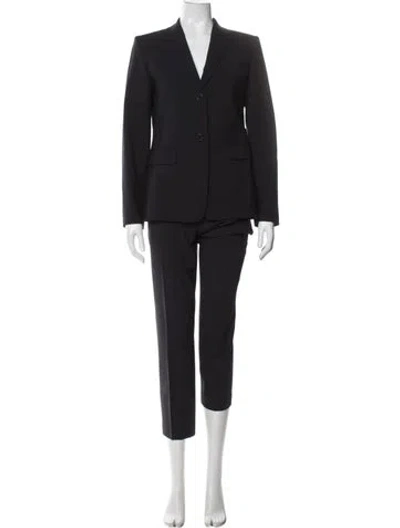 Pre-owned Theory Wool Pant Set In Gray