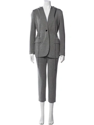 Pre-owned Theory Wool Pant Set In Gray