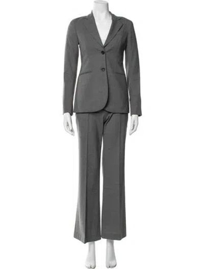 Pre-owned Theory Wool Pant Set In Gray