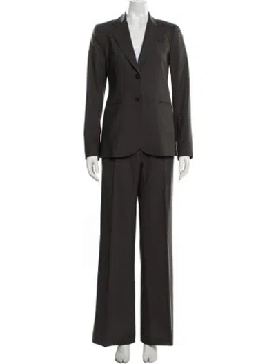 Pre-owned Theory Wool Pant Set In Green