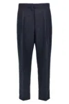 Theory Wool Trousers With Pleated Front And Back Pocket In Blue