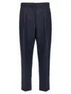 Theory Wool Trousers With Pleated Front And Back Pocket In Blue