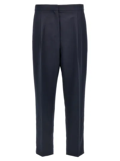 Theory Wool Trousers With Pleated Front And Back Pocket In Blue