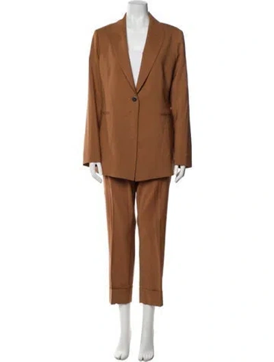 Pre-owned Theory Wool Pantsuit In Brown