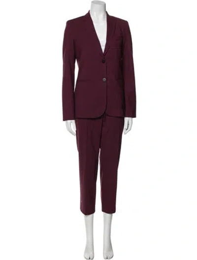 Pre-owned Theory Wool Pantsuit In Burgundy
