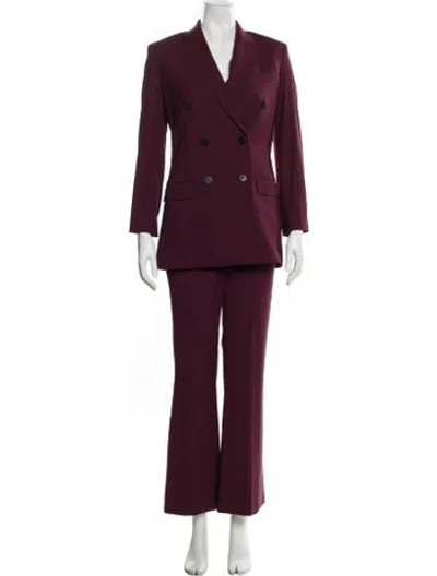 Pre-owned Theory Wool Pantsuit In Burgundy