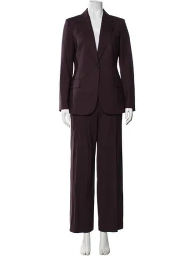 Pre-owned Theory Wool Pantsuit In Burgundy