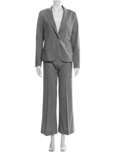 Pre-owned Theory Wool Pantsuit In Gray