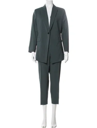 Pre-owned Theory Wool Pantsuit In Green